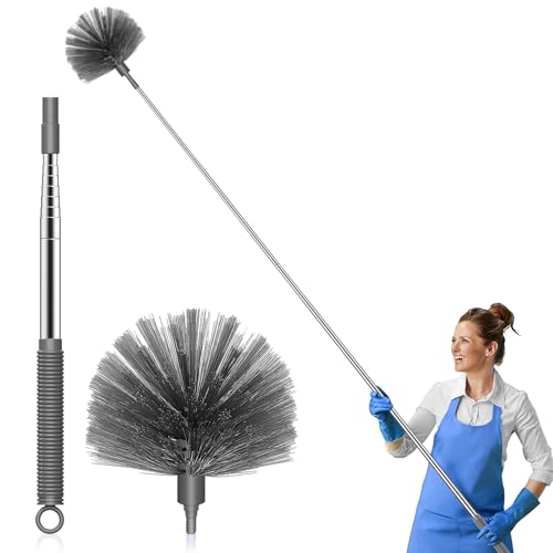 Image of SetSail Cobweb Duster with Extension Pole, Retractable Dusters for Cobweb Cleaning 90-inch Long Handle Spider Web Brush for Outdoor Indoor High Ceilings, Grey