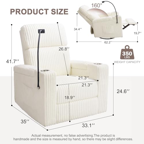 Image of ABCASA Power Recliner Rocking Chair Nursery, Swivel Glider Set of 2, White