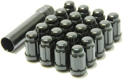 MUTEKI41886B Black 12mm x 1.5mm Closed End Spline Drive Lug Nut Set with Key, (Set of 20)