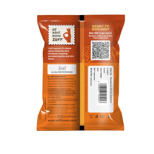 Image of Zoff Tamarind Seedless - Soft & Tangy Imli for Cooking - 100% Natural & Chemical-Free - Ready-to-Use Tamarind Pulp for Chutney, Curries, Rasam & Indian Recipes - No Preservatives - 500grams