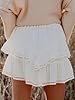 Aoudery Flowy Shorts for Women Casual Boho Ruffle Tiered Skorts High Waist Mini Skirts Golf Tennis Butterfly Crochet Shorts - A White S #1