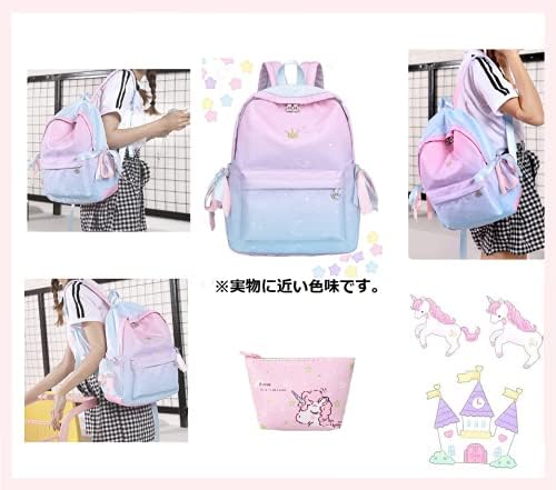 Amazon Swanbelle ｽﾜﾝﾍﾞﾙ ゆめかわ リュック かわいい ユニコーン ポーチ 通学 大容量 イヤホン穴 レインボー Swanbelle ｽﾜﾝﾍﾞﾙ レディース