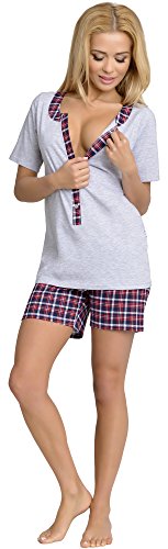 Be Mammy Premam� Pijama Dos Piezas Lactancia Ropa de Cama Maternidad Mujer J5ST3N2 (Melange, L)