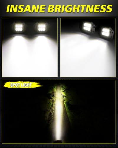 Image of Flush Mount LED Pods 5 inch 120W CREE LED Bumper Lights for Trucks | Focus Spot Beam, High Intensity CREE LEDs Flush Mount LED Lights Backup Reverse Lights for Truck Pickup UTV ATV SUV