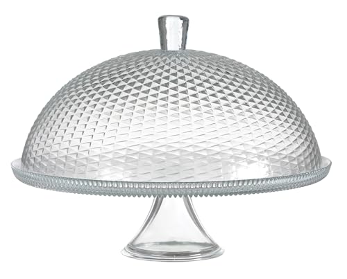 Deconation Plat à Gâteaux En Verre Avec Cloche ø 30 Cm H 25 Cm - Présentoir Pâtisserie