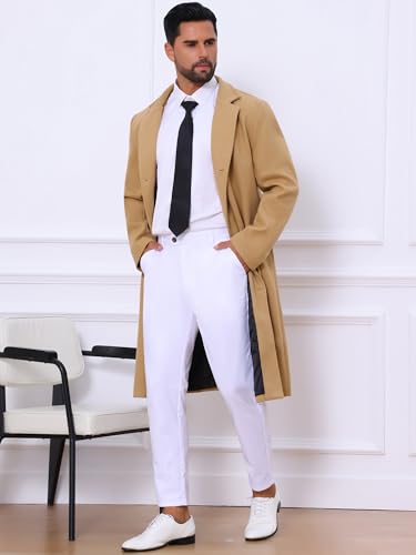 Image of Lars Amadeus Winter Trench Coat for Men's Single Breasted Notch Lapel with Pockets Formal Overcoat