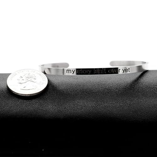 Image of Uloveido Stainless Steel Inspirational Bracelets for Women Engraved Personalized Mantra Initial Motivational Cuff Bangle Y460