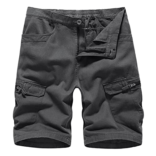 Shorts Cargo Hombre Cintura Elástica Gris miniatura 1