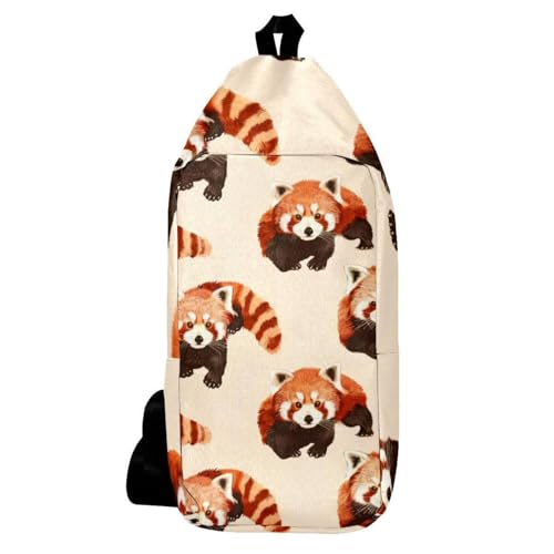 Sac à dos à bandoulière motif pandas rouges mignons et compact 16x36.5x8.4cm
