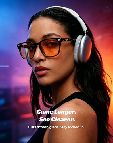 Image of TIJN Premium Blue Light Blocking Glasses for Women Men Computer Gaming Use | Square TR90 Frame Nerd Eyeglasses Anti Blue Ray with Red, Orange, Clear Lens for Computer, Phone, TV and Evening Screen Use