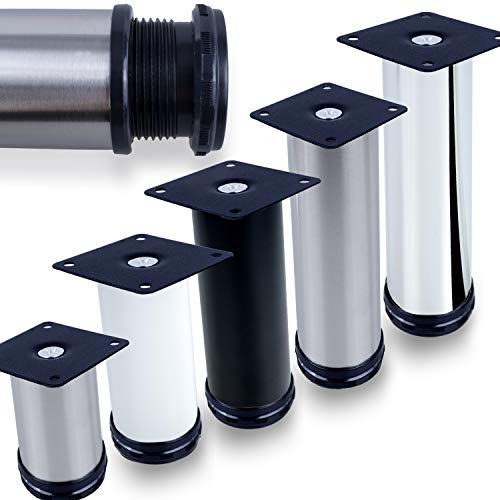 STAHLIA - Juego de 4 patas para muebles (5 cm de altura, 50 mm de diámetro, resisten hasta 150 kg), color negro mate, Negro