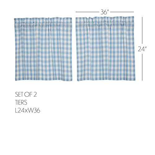VHC-Brands-Annie-Blue-Buffalo-Check-Farmhouse-Tier-Kitchen-Curtain-Set-24×36 VHC Brands Annie Blue Buffalo Check Farmhouse Tier Kitchen Curtain Set 24×36