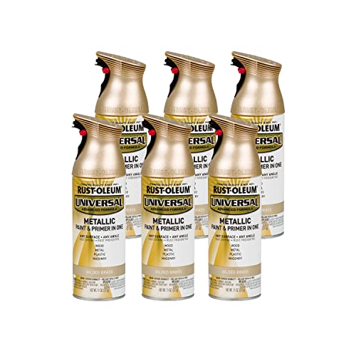Image of Rust-Oleum 330504-6PK Universal All Surface Metallic Spray Paint, 11 oz, Gilded Brass, 6 Pack