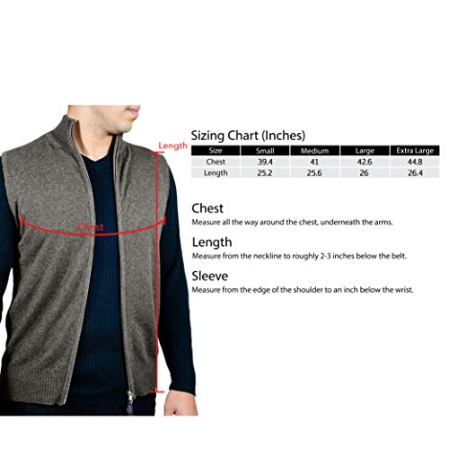 Cashmere Boutique 100% Pure Cashmere Full Zip Sweater Vest for Men – Lightweight, Slim Fit, Classic Style, Soft and Warm4