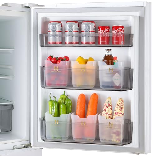 Hadme 6 PCS Fridge Door Storage Organisers, Pantry Organizers and Storage Containers, Home Stackable Cupboard Snack Boxes for Food Fruit Veg, Kitchen Freezer Mini Plastic Organisation（White）