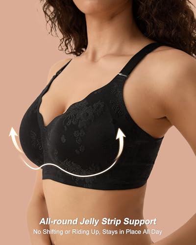 Wireless Jelly Bras for Women No Underwire, Seamless Comfortable Jacquard Bralettes, Padded Convertible Bra Sets2