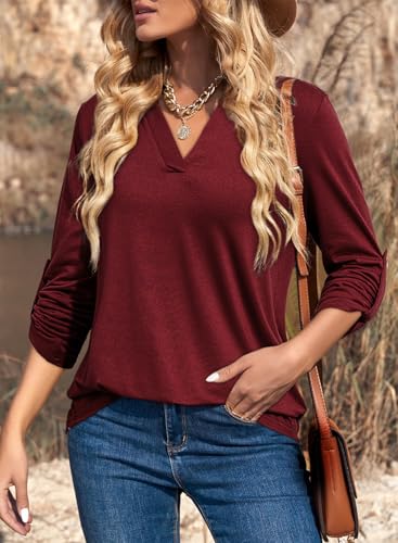Image of Dokotoo Womens Tops Plaid Cotton Cuffed 3 /4 Sleeve Shirts Blouses