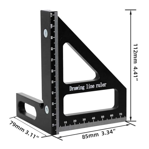 Escuadra medidor ángulos madera aluminio 45 y 90 grados miniatura 2
