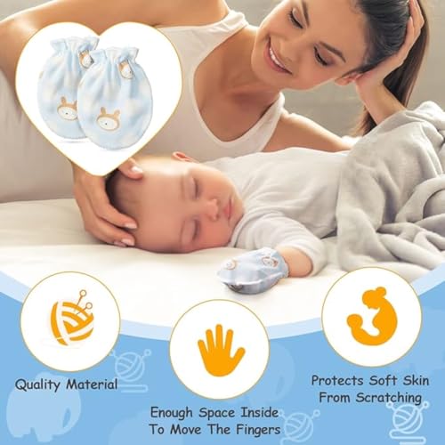 Image of MOM'S DARLING, Pack of 6 Pairs, Cotton Mittens for new born baby 0-6 months | Baby Hand Gloves | New born baby products all | Design-Same as in Image.