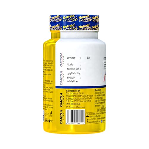 Image of NUTRELA Patanjali Omega 3 6 7 9 vegetarian softgels - Pack of 60 Capsules