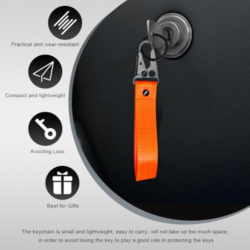 Image of Wevdn Car Key Chain, Fabric Metal Practical Multifunctional Motorcycle Keychain, Anti-Lost Keychain with O-Ring for Men Women (Orange)