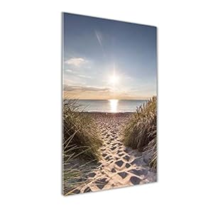 Tulup – Schilderij op gehard glas- 50×100 – Schilderij Muurdecoratie – Wanddecor Kunstdruk – Modern Decoratief Beeld Gedrukt – Decoratie Poster Foto Afbeelding – kustduinen
