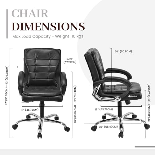 Image of Comfortable Ergonomic Revolving Medium Back Office /Home Study Revolving Leatherette Chair (1, Black, Standard)