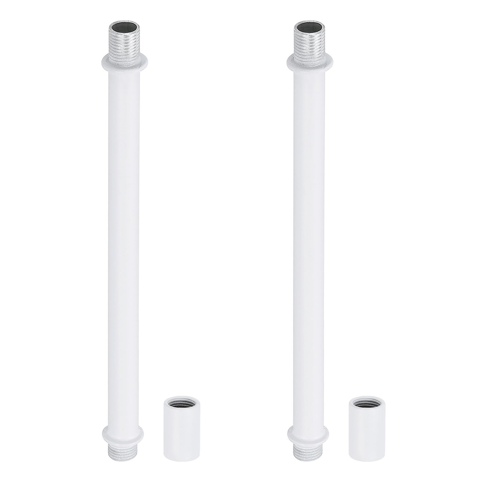 Photo 1 of PATIKIL Straight Pipe Lamp Stems Rod Kit, 2 Set M10 Carbon Steel 150mm(5.91") Long Double End Thread Rod with Coupling Nuts Sleeve Connector for Table Lamps Chandeliers,White