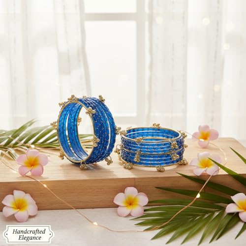 Image of Kashmiri Ghangharoo Glass Bangle| Light Weight Bangles | Traditional Transparent Fancy Glass Chudi Set for Wedding, Party|Set Of 16(12 Glass + 4 ghungroo bangles)