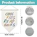 Cool Kids Read Books Pennant Canvas Banner-Colorful Words Funny Wall Art Print Hanging Flag-Poster Hanging Banner Artwork Wall Decorations & Supplies For Read Corner Bedroom Classroom(13.8" x 16")-A04