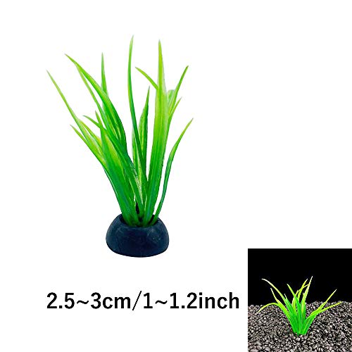 Image of Aquarium Plant Fish Tank Decoration 20 Pieces Small /1 inch Tall Plastic Artificial Plant Goldfish Hidden Mini Grass Set (Green-B)