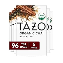 TAZO Organic Chai Black Tea Bags, Chai Tea, 96 Total Tea Bags (16ct – Pack of 6)