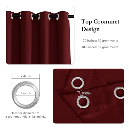 Image of RYB HOME Blackout Sliding Door Curtain, Thermal Insulated&Privacy Drape for Patio /Living Room /Bedroom, Extra Wide Room Divider Curtain, Window Treatment, Burgundy Red, W100 x L84, 1 Panel