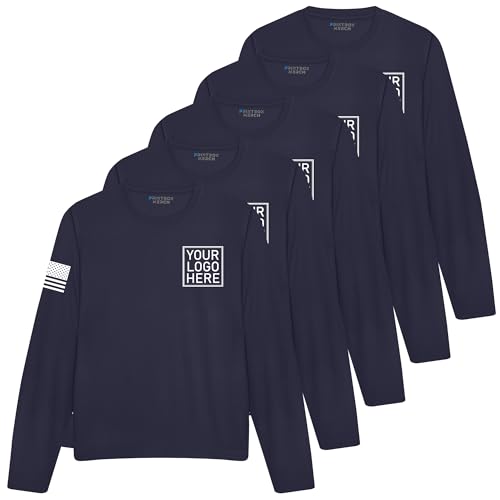 5 Pack Custom Dry Fit Long Sleeve Shirts for Men, Add Your Custom Logo, Moisture Wicking Sun Protection UV Workwear Black2
