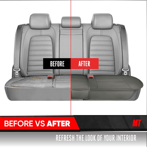 Image of Motor Trend Rear Seat Protector for Cars, SUVs & Trucks - Nappa Leather Bench Cover Protector - Car Seat Cover for Kids, Pets & Baby - Durable Back Seat Protector, Gray Universal Fit Bottom Coverage