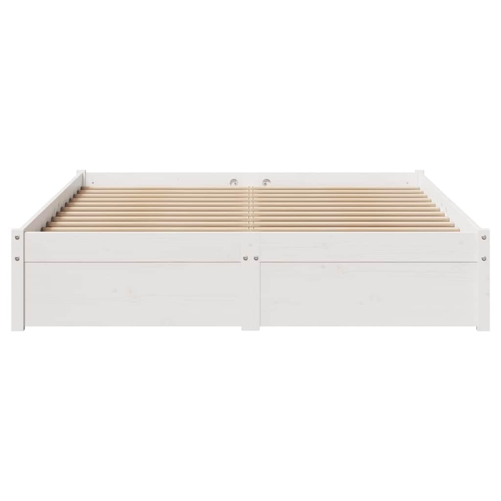 vidaXL Massivholzbett, Holzbett Bett mit Schubladen, Bettgestell Bettrahmen mit Lattenrost, Doppelbett für Schlafzimmer, Weiß 120x200cm Kiefer