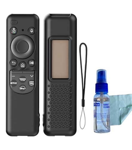 Image of Silicone Case Cover for Samsung TV Remote Control - Samsung Remote Cover with Remote Loop - Solar Cell - BN59-01432A with Cleaning Kit
