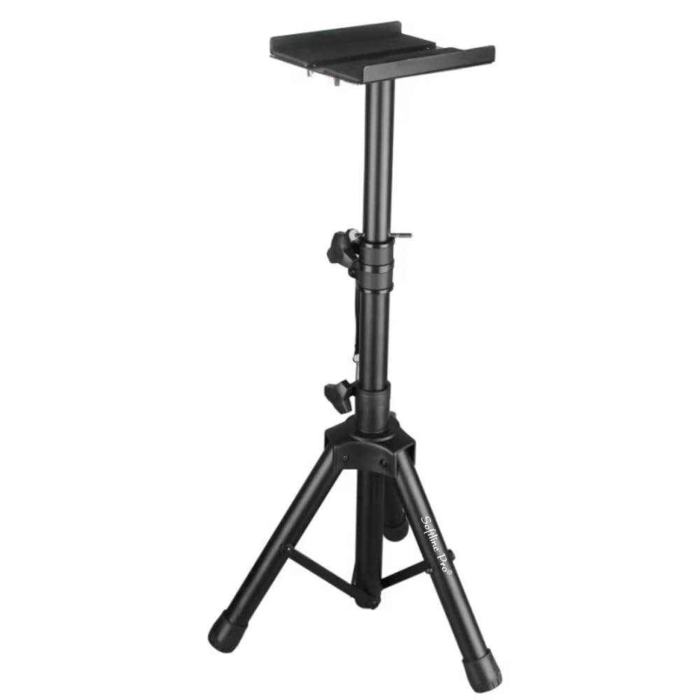 Softline Pro Heavy Duty Tripod Studio Monitor Stand Adjustable Height Foldable Tripod Legs Non-Slip Rubber Pads Foldable Monitor Speaker Stands - Single (SP 800 VP)-image-40