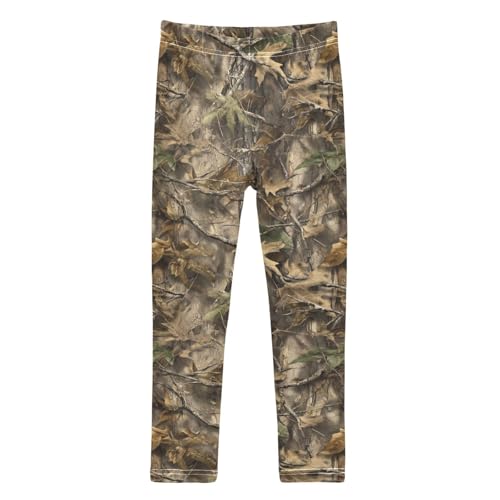Girls Leggings Soft Toddler Ankle Length Bottoms Camo Kids Dance Yoga Pants 4-10 Years