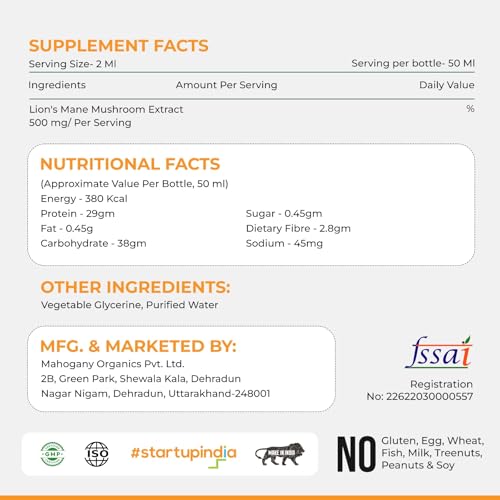 Image of Lion's Mane Mushroom Supplement | Liquid Extract | Supports Memory, Focus & Mental Clarity | Natural Nootropic | Alcohol-Free