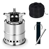 [Vivrella] ソロストーブ ウッドストーブ ソロキャンプ キャンプギア 火吹き棒 二次燃焼 五徳 コンパクト 焚き火台 火起こし棒 受け皿 収納袋 (高脚モデル)