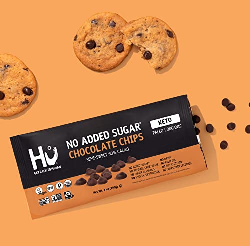 Hu No Added Sugar Chocolate Chips | 3 Pack | Keto, Organic, Paleo, Gluten Free, Dark Chocolate Chips, Sweetened With Dates | Baking And Snacking Chips | Plant Based, Non Gmo, Kosher #TOP3