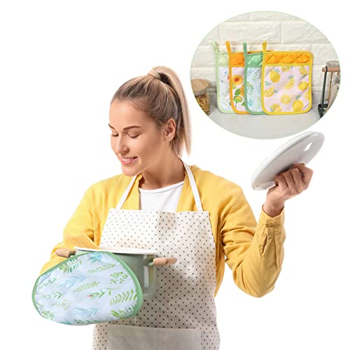 8 Pieces Pot Holders For Kitchen Heat Resistant Designer Pot Holders Hot Pads Pot Holders Lemon Flowers Pot Holders With Pockets And Loops Sunflower Pot Holders Oven Mitts For Baking Restaurant #TOP3