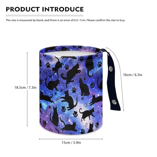 Image of Galaxy Black Cat Car Trash Bag, Car Trash Can - Cute, Portable, Collapsible for Back Seat, Floor, or Hanging Headrest Waste Basket Car Garbage Accessory