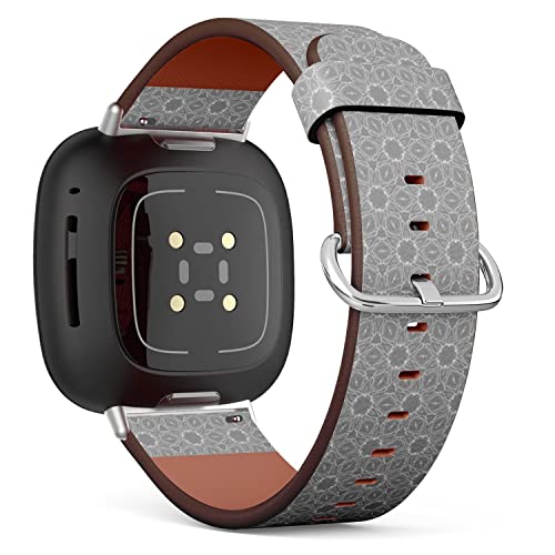 CJBROES Replacement Leather Watch Band, Compatible with Fitbit Versa 3 and Fitbit Sense of Wristband Bracelet Accessory - Modern Geometric
