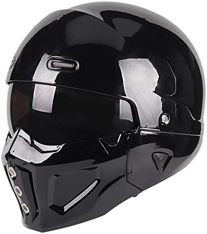 Woljay Open Face Full face Helmet Motorcycle Modular Helmets for Unisex-Adult Street Bike Cruiser Scooter DOT Approved (Large, Gloss Black)