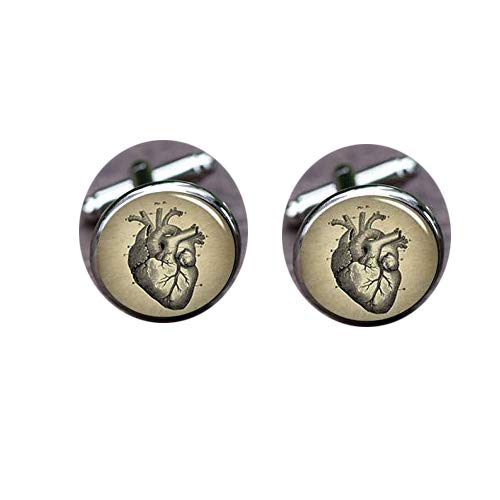 Bloody devil Gemelos de boda de diablo sangriento, gemelos de anatomía de corazón, cirujano de corazón, regalo de recuerdo médico, gemelos de boda personalizados, gemelos cuadrados, clip de corbata o un juego a
