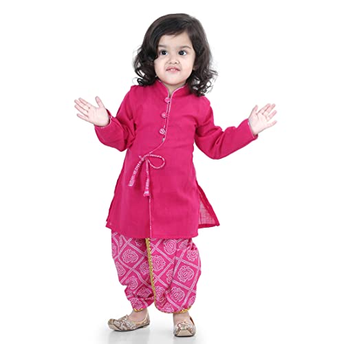 Image of BownBee Ethnic Wear Cotton Kurta Dhoti Traditional Dress Set for Baby Boys, Front Open with Dori Pattern, Full Sleeves, and Round neck, Ideal for All Festivals