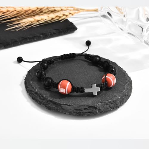 Image of Leyung Football Gifts for Boys 8-12, Cool Football Stuff Cross Bracelet for Teens Teenage Boys Girls, Birthday Easter Christmas Stocking Stuffers Valentines Day Gifts for Son Grandson Nephew Brother
