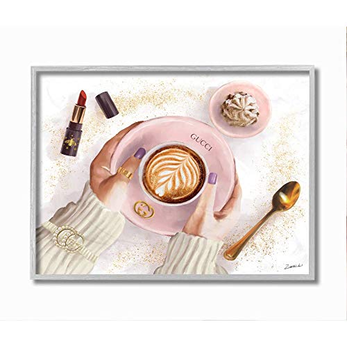Stupell Industries Women's Glam Fashion Coffee Latte Art Designer Brand